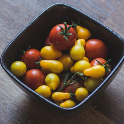 bowl of freshly harvested tomatoes