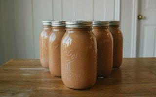 quart jars of homemade applesauce