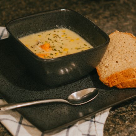 sweet potato chowder and homemade bread