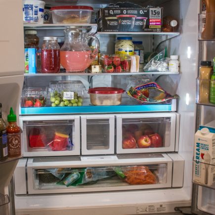 inside of full fridge