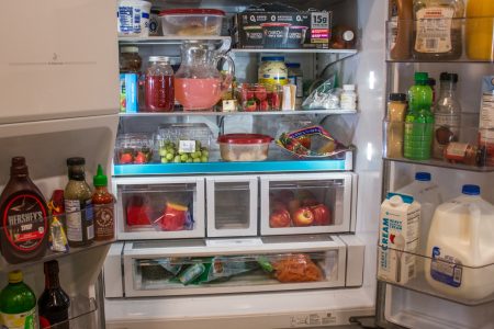 inside of full fridge