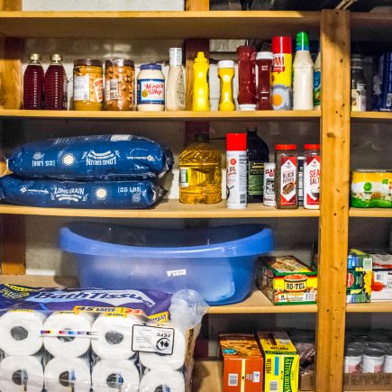 shelves of goods for short-term food storage