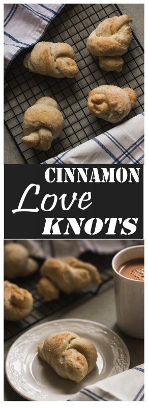 These fluffy cinnamon love knots are the perfect treat for a cold afternoon. They're even better with a hot cup of cocoa!