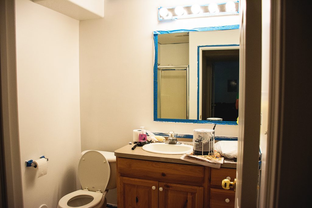 Basement Bathroom Mid-Process Before/After Pics